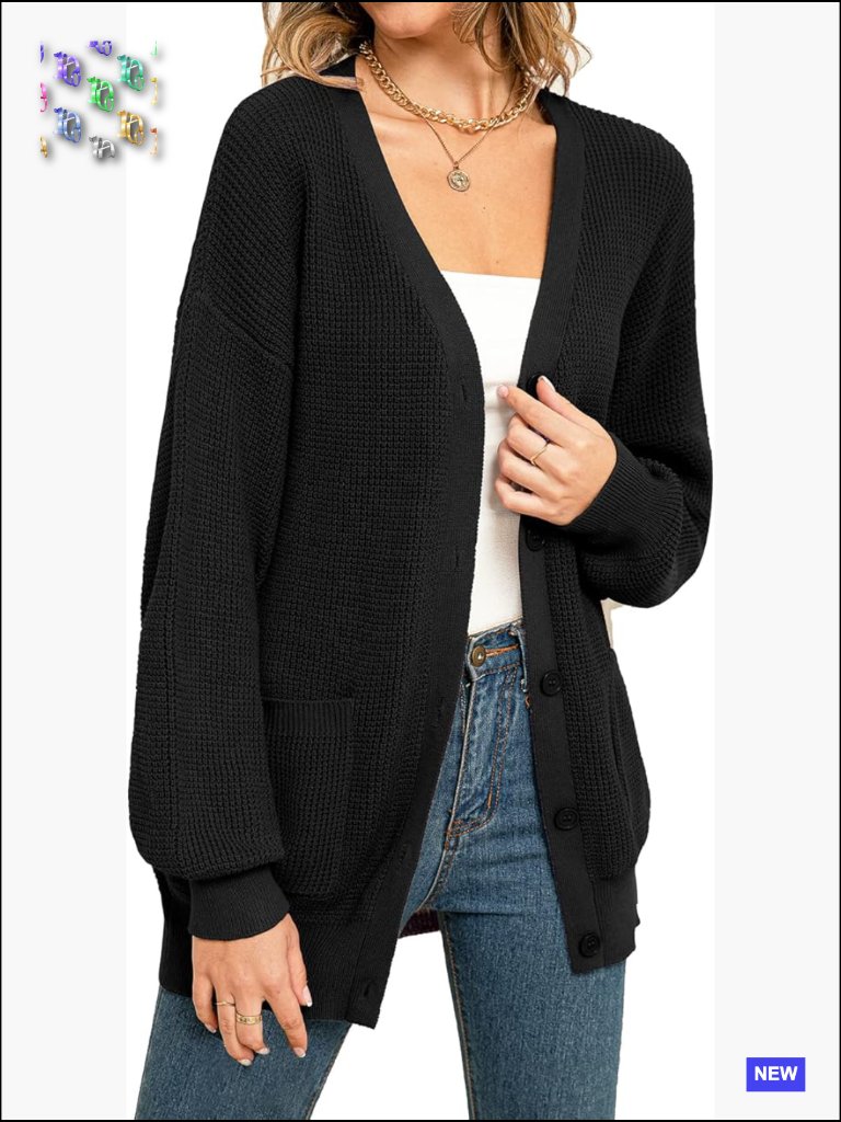 Oversized Cotton Cardigan Button Down Long Sleeve Chunky Knit With Pockets Fall